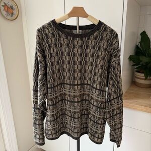 Northeast Outfitters Vintage Knit Sweater Men’s Large Beige Brown Geometric USA